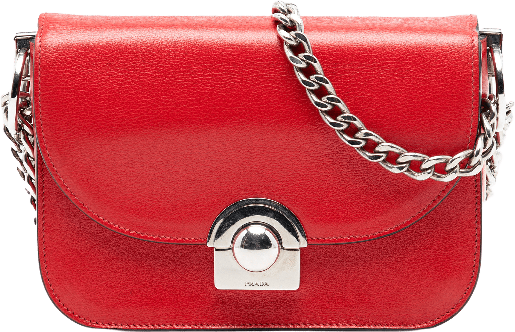 Prada Glace Calf Arcade Crossbody, från Luxclusif, i färgen red.