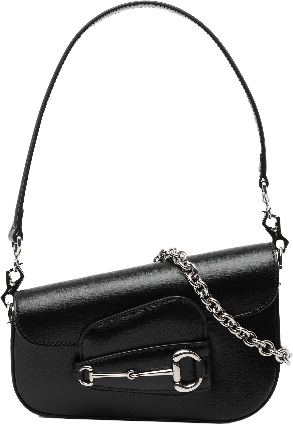 Gucci Mini Leather Asymmetric Horsebit 1955 Satchel, från Luxclusif, i färgen brown.