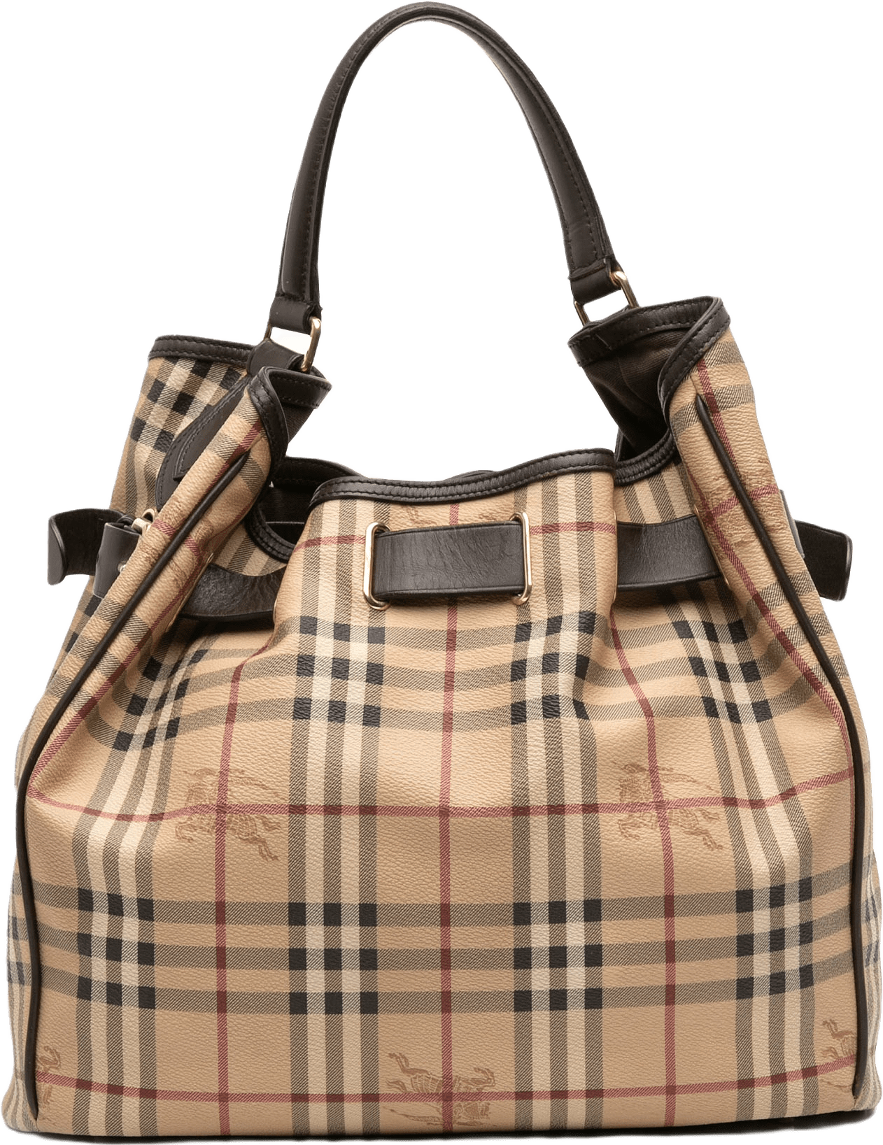 Burberry Haymarket Check Coated Canvas Walden Belted Hobo, från Luxclusif, i färgen beige.