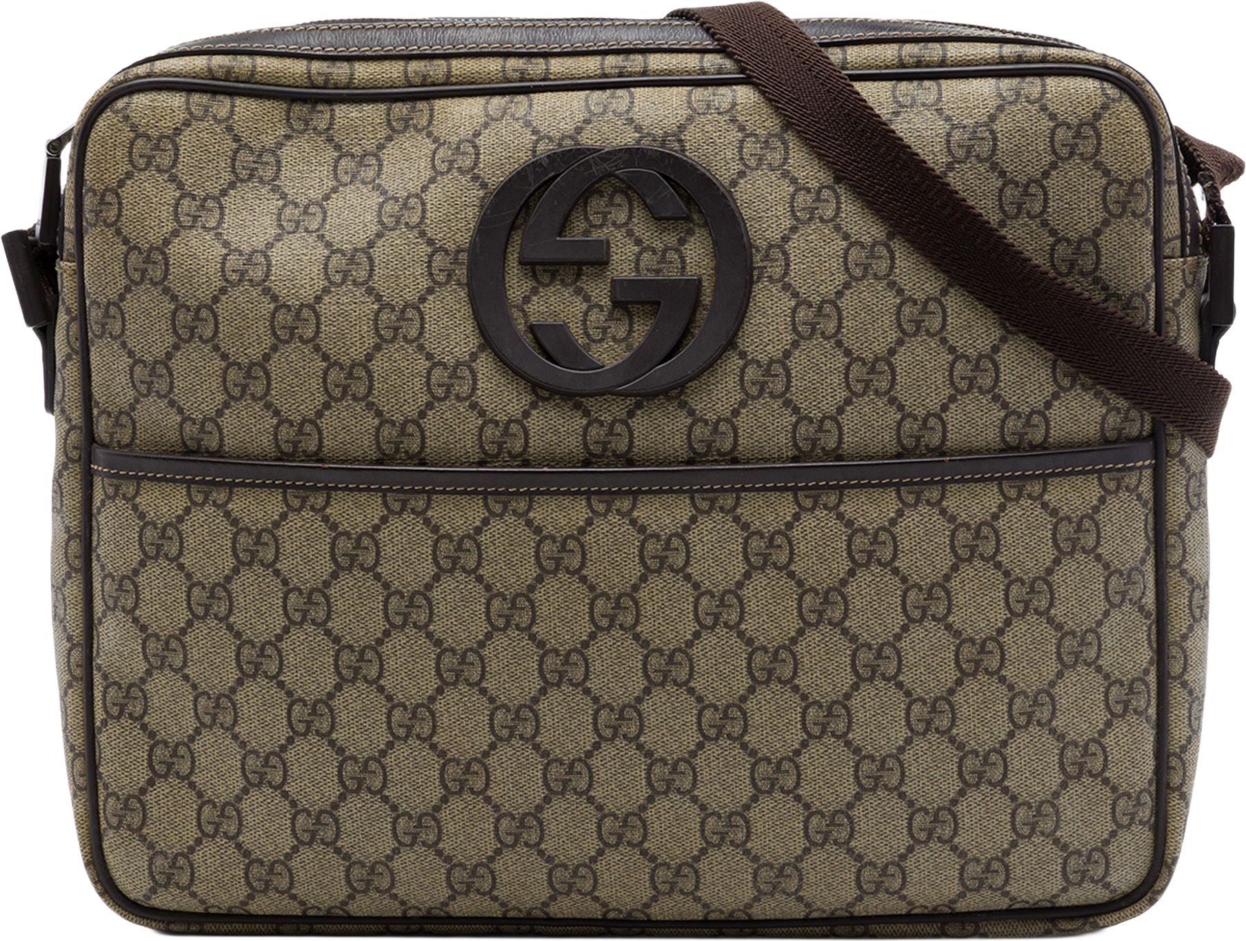 Gucci Gg Supreme Interlocking G Crossbody, från Luxclusif, i färgen beige.