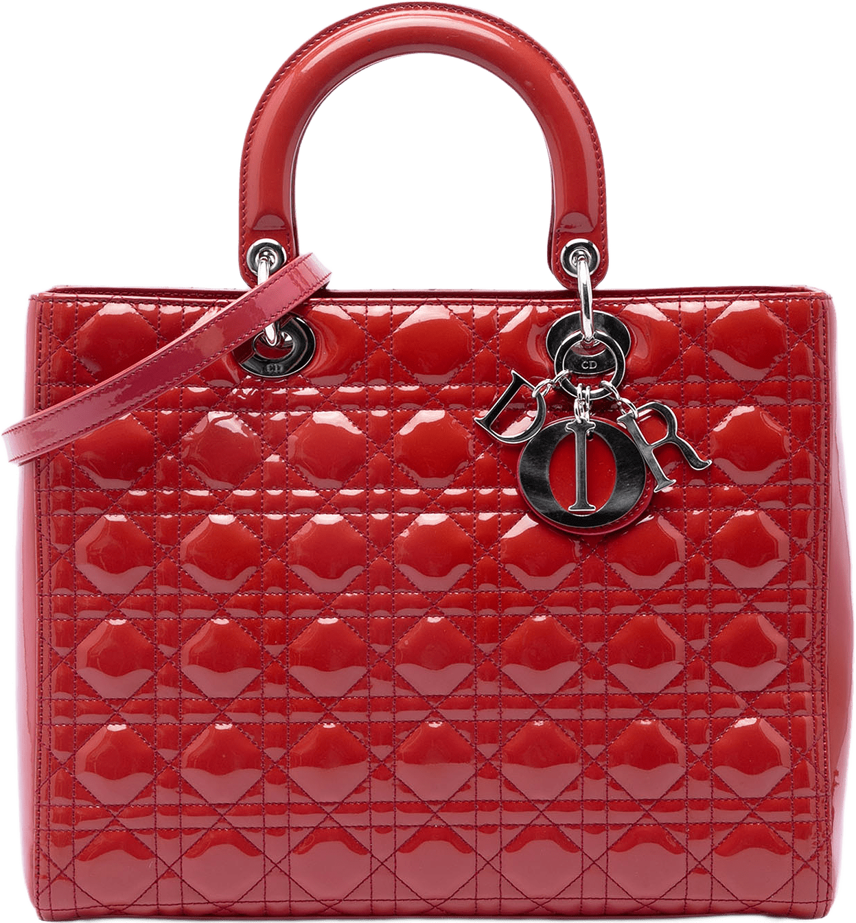 Dior Large Patent Cannage Lady Dior, från Luxclusif, i färgen rosa.