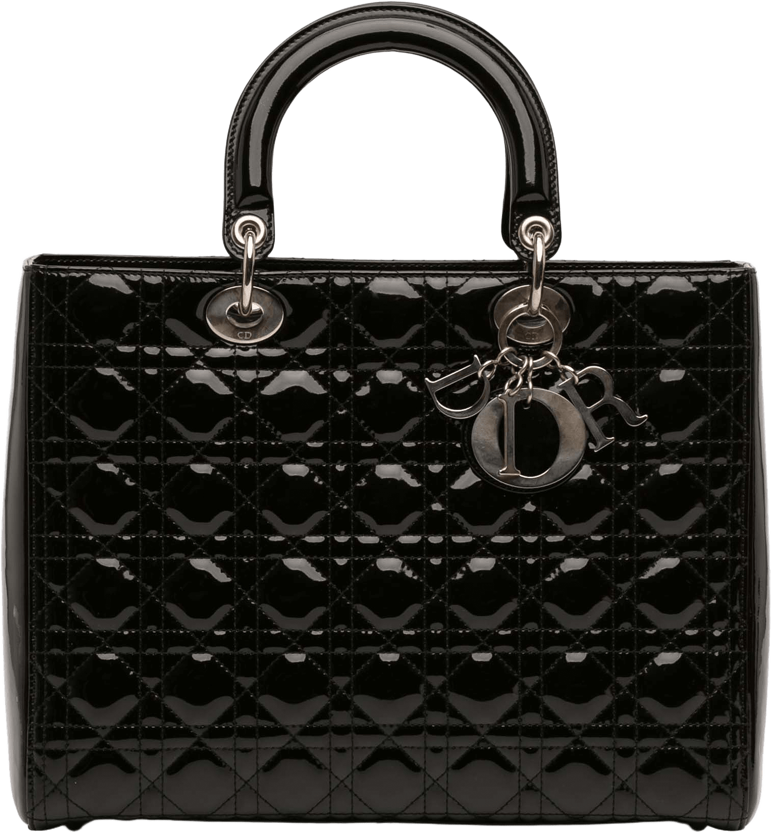 Dior Large Patent Cannage Lady Dior, från Luxclusif, i färgen black.