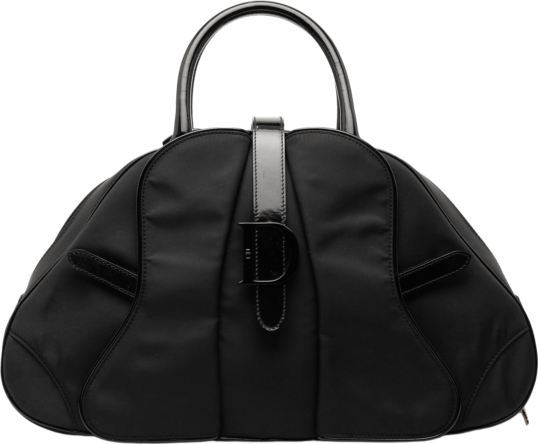 Dior Nylon Double Saddle Bowler Bag, från Luxclusif, i färgen black.