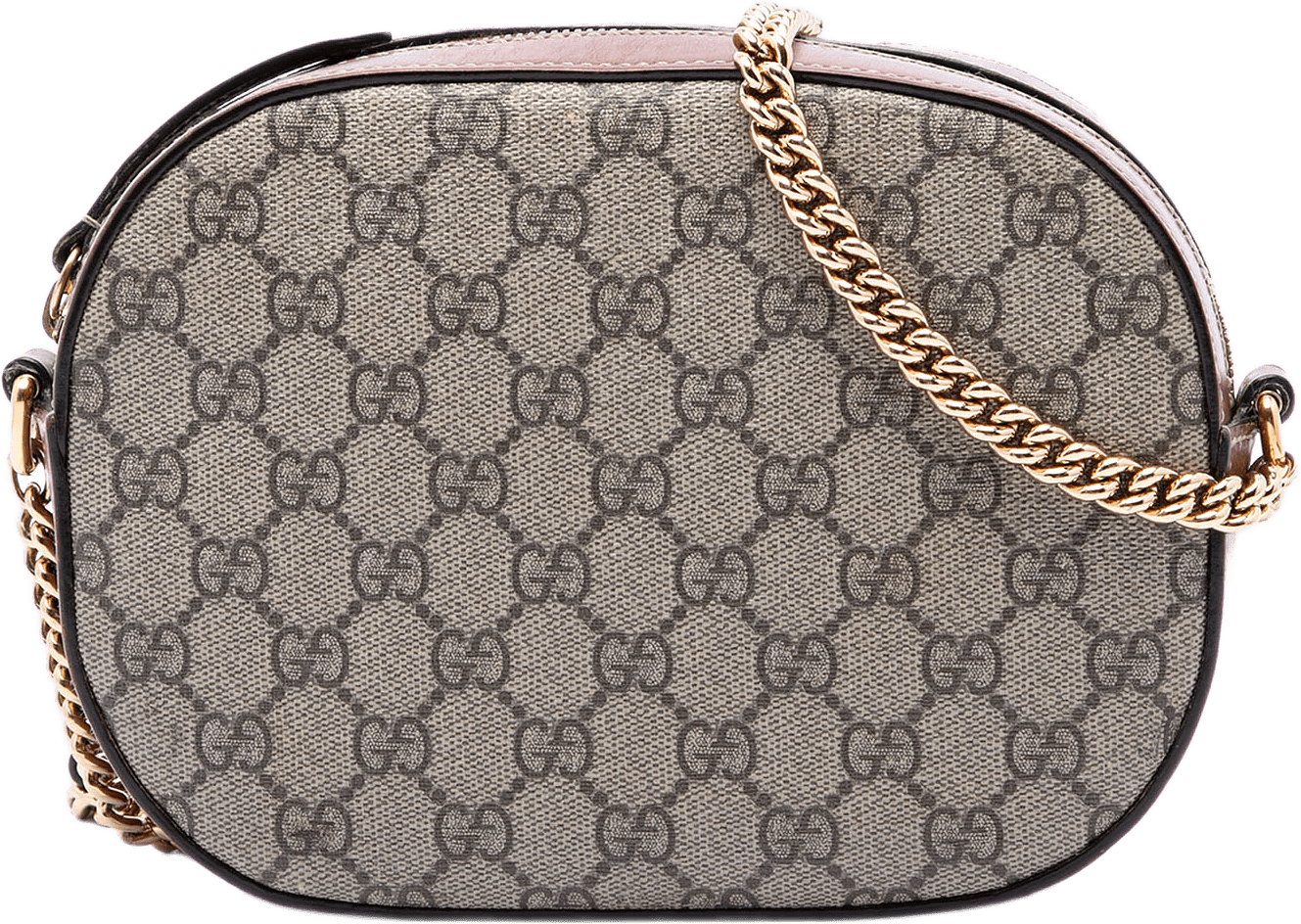 Gucci Mini Gg Supreme Chain Crossbody, från Luxclusif, i färgen beige.