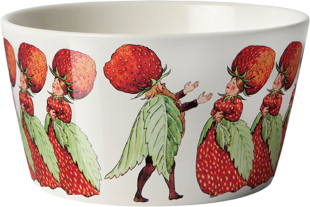 Elsa Beskow Skål 50 cl The Strawberry Family, från Design House Stockholm, i färgen Mönster.