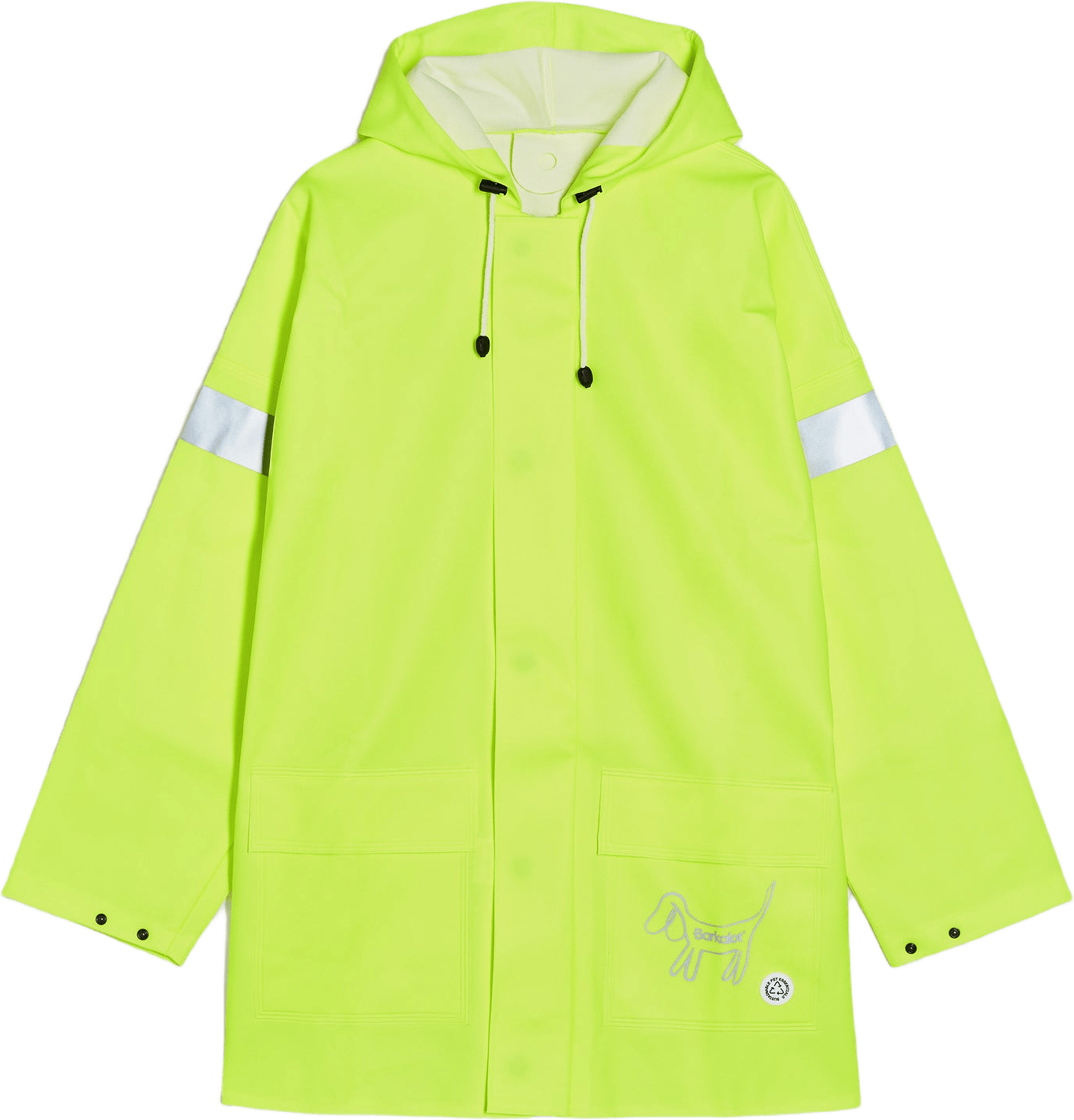 Upcycled Regnjacka, från Barkalot, i färgen hi-vis yellow.