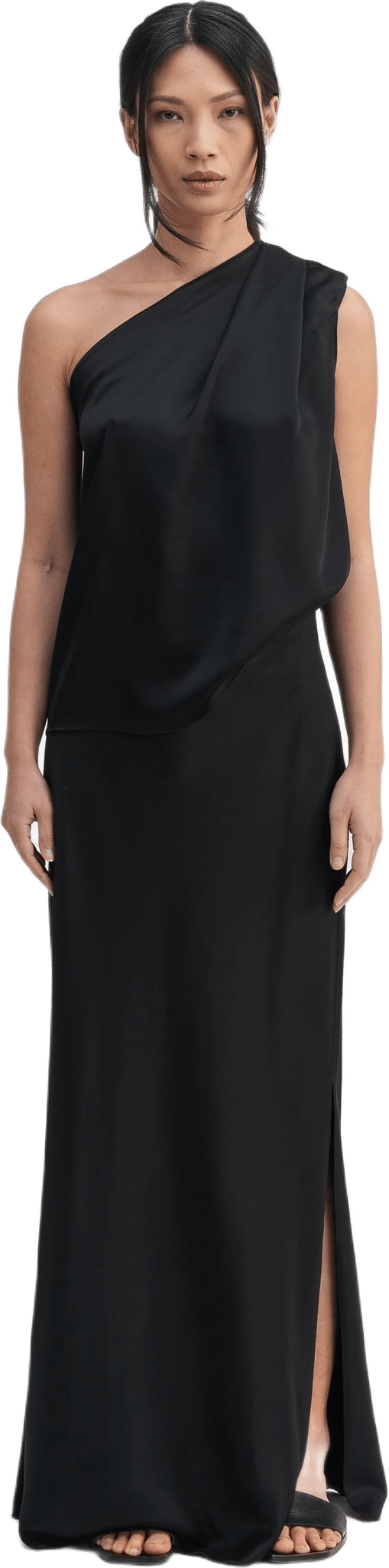 Hana Long Logo Satin Skirt