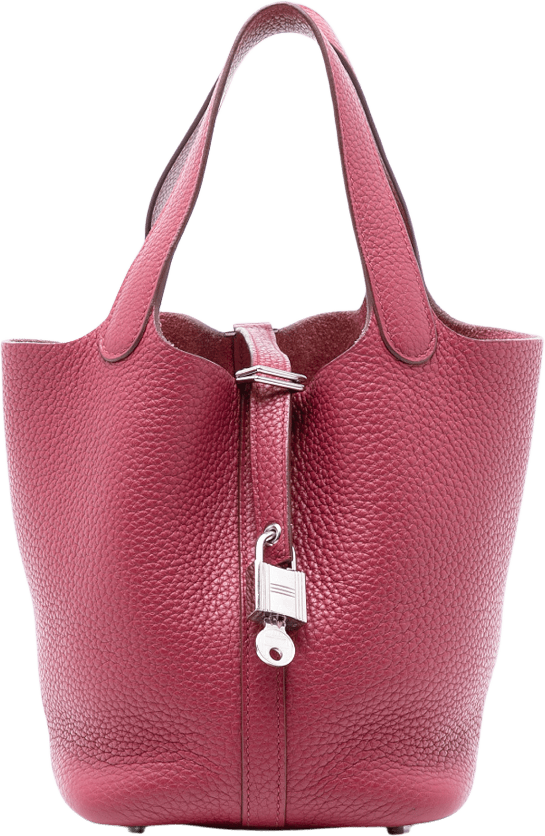 Hermès Clemence Picotin Lock 18, från Luxclusif, i färgen dark red.
