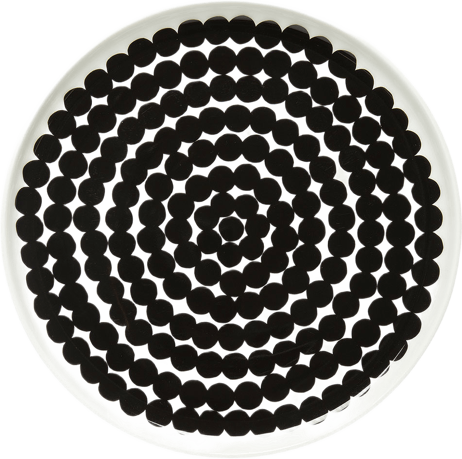 Siirtolapuutarha Plate 20cm, från Marimekko, i färgen White, Black.