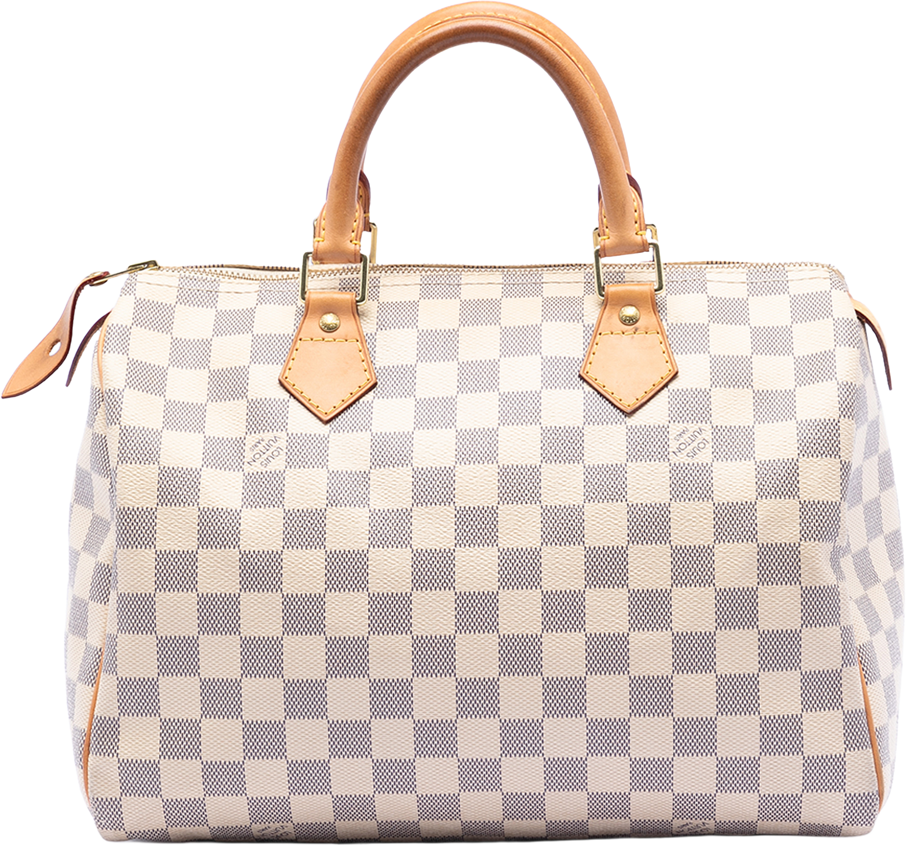 Louis Vuitton Damier Azur Speedy 30, från Luxclusif, i färgen white.