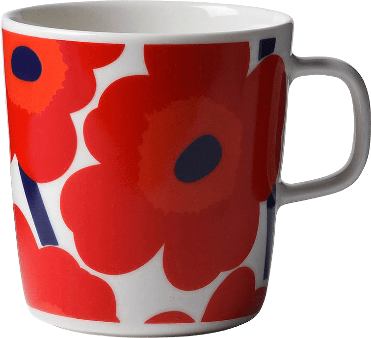 Mugg Unikko 4 dl, från Marimekko, i färgen White, Red.