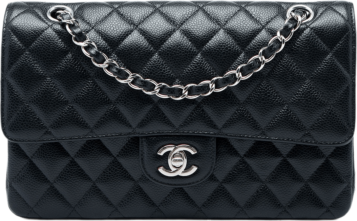 Chanel Medium Classic Caviar Double Flap, från Luxclusif, i färgen svart.