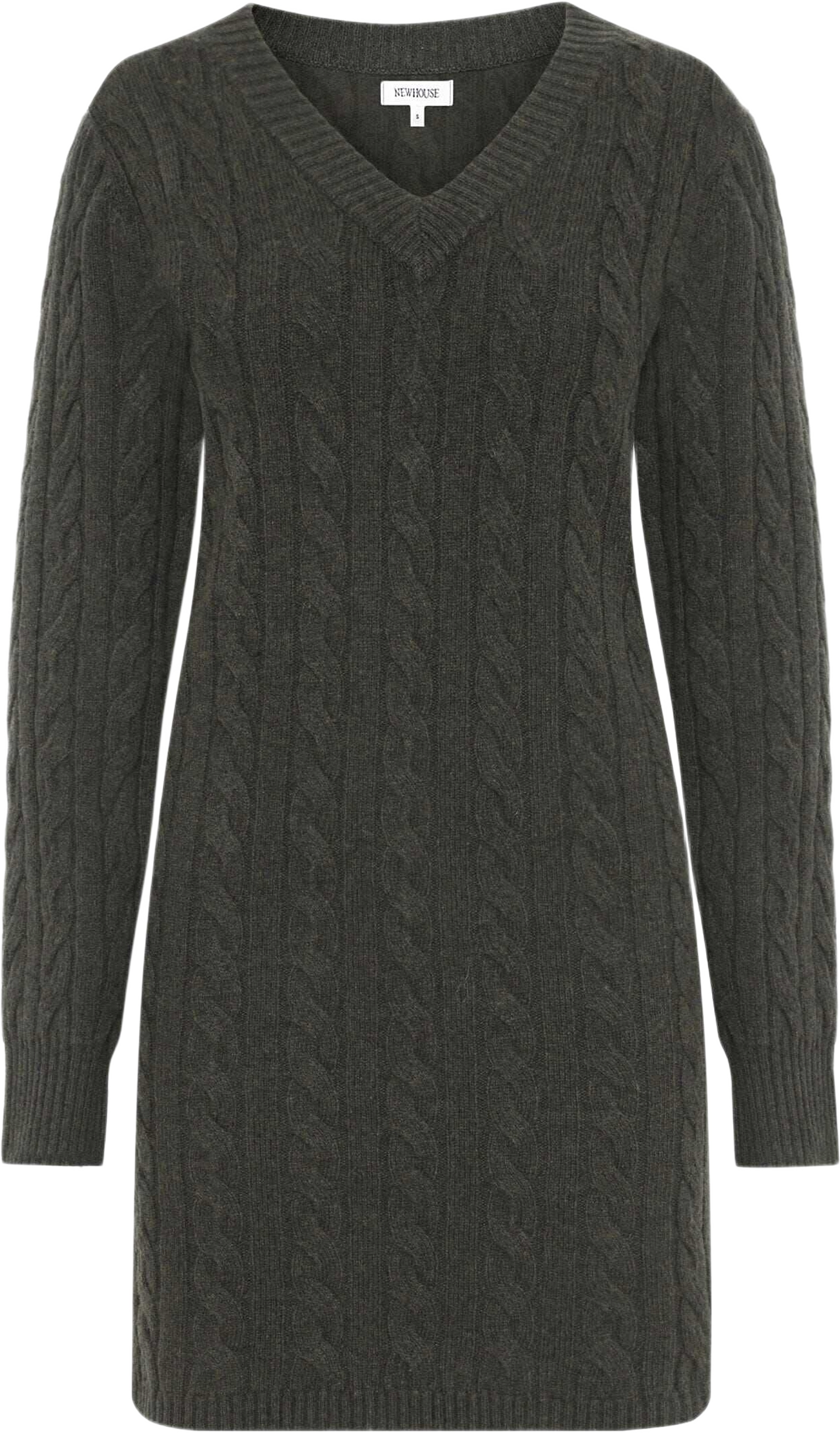 Miranda Knitted Dress, från Newhouse, i färgen olivgrön.
