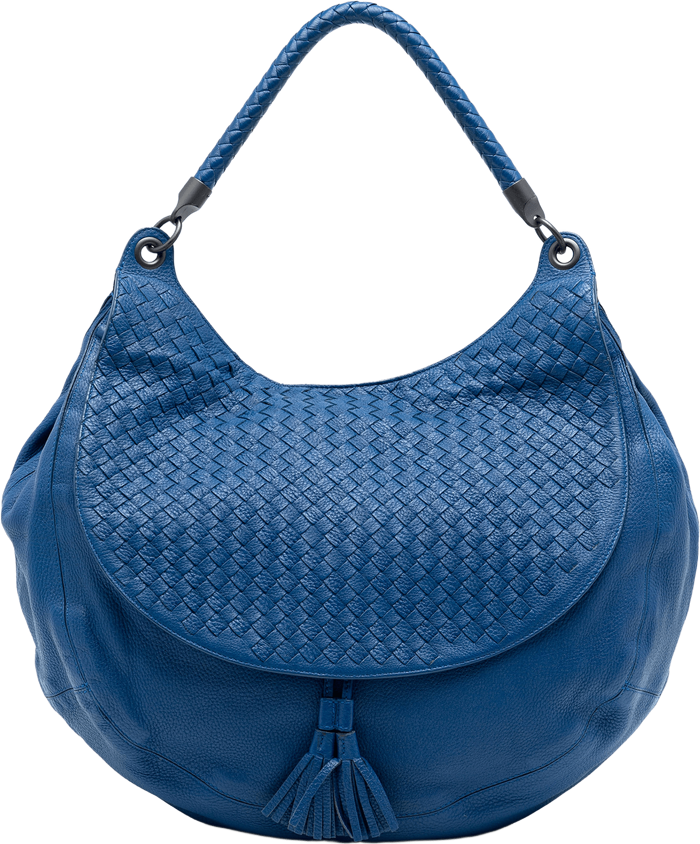 Bottega Veneta Large Washed Cervo Intrecciato Hobo, från Luxclusif, i färgen blue.