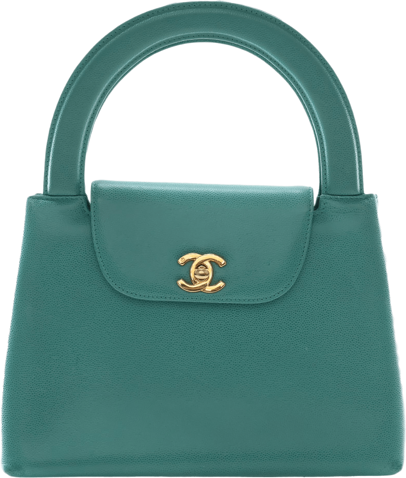 Chanel Cc Caviar Kelly Top Handle Flap, från Luxclusif, i färgen grön.
