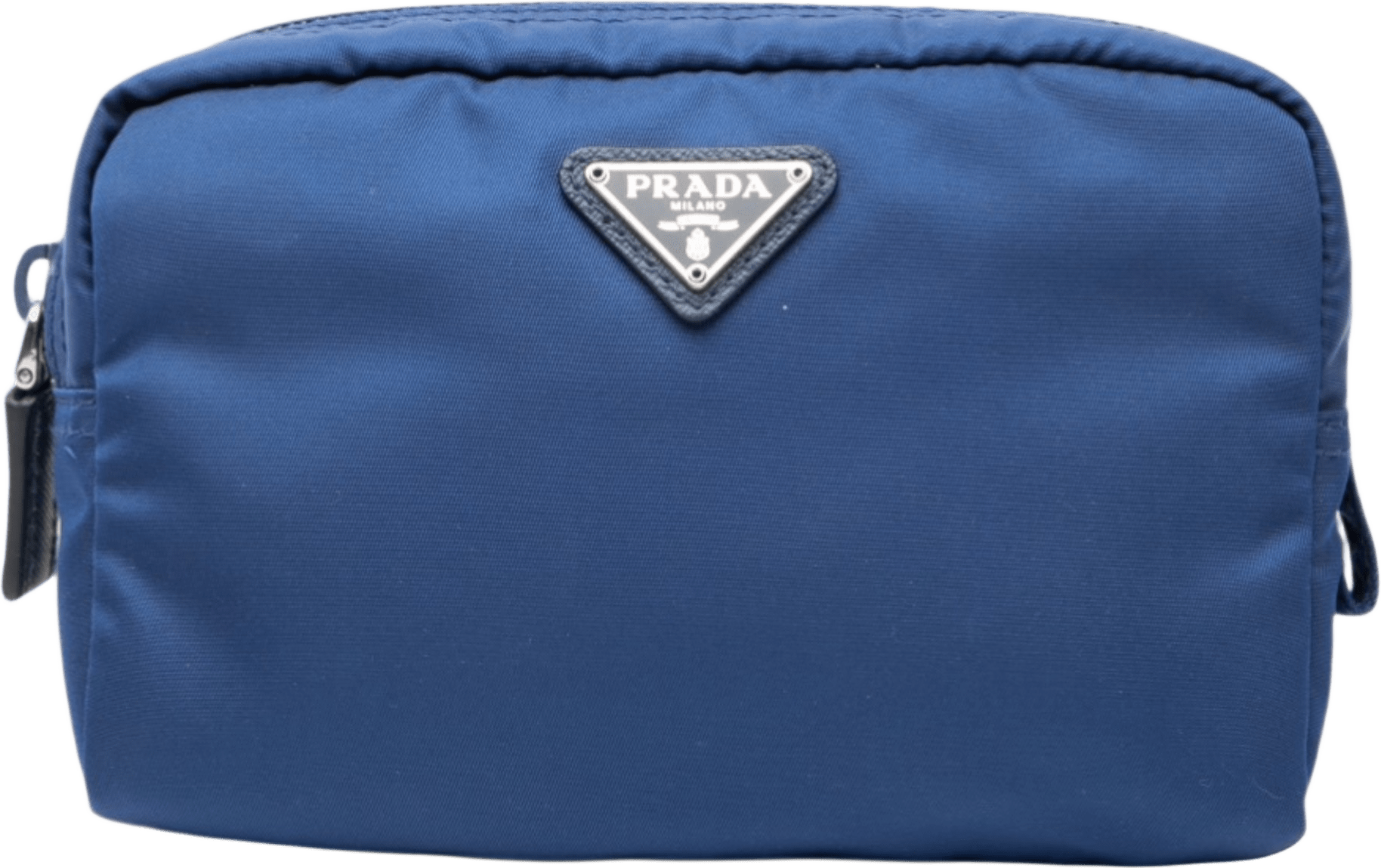 Prada Tessuto Cosmetic Pouch, från Luxclusif, i färgen blue.