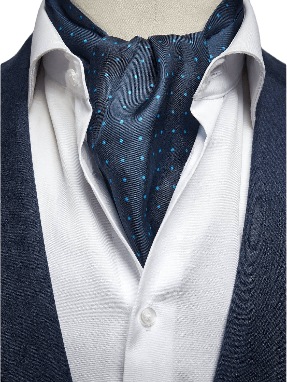 Silk Double Pointed Ascot Dot, från John Henric, i färgen blue.
