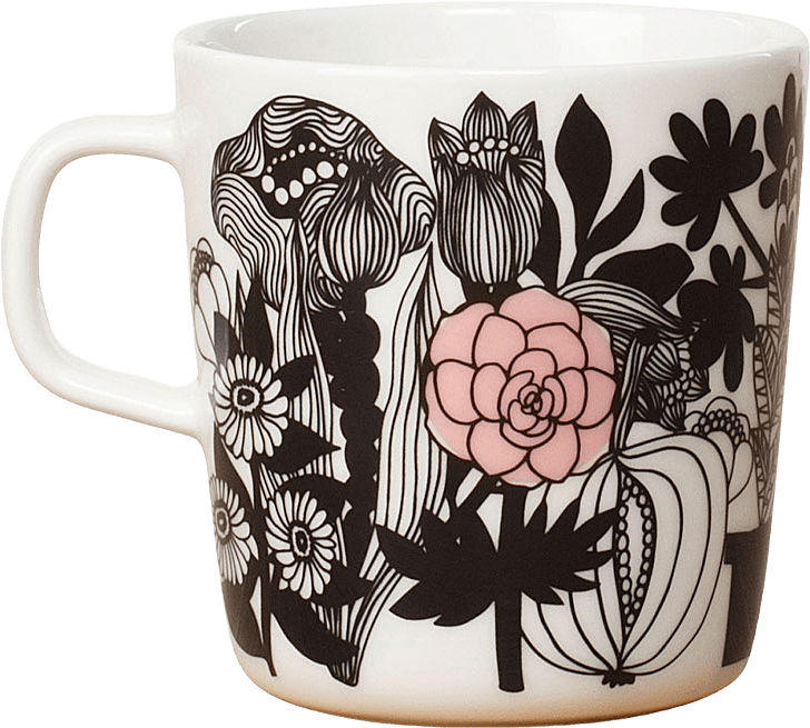 Temugg Siirtolapuutarha 4 dl, från Marimekko, i färgen White, Black, Pink.