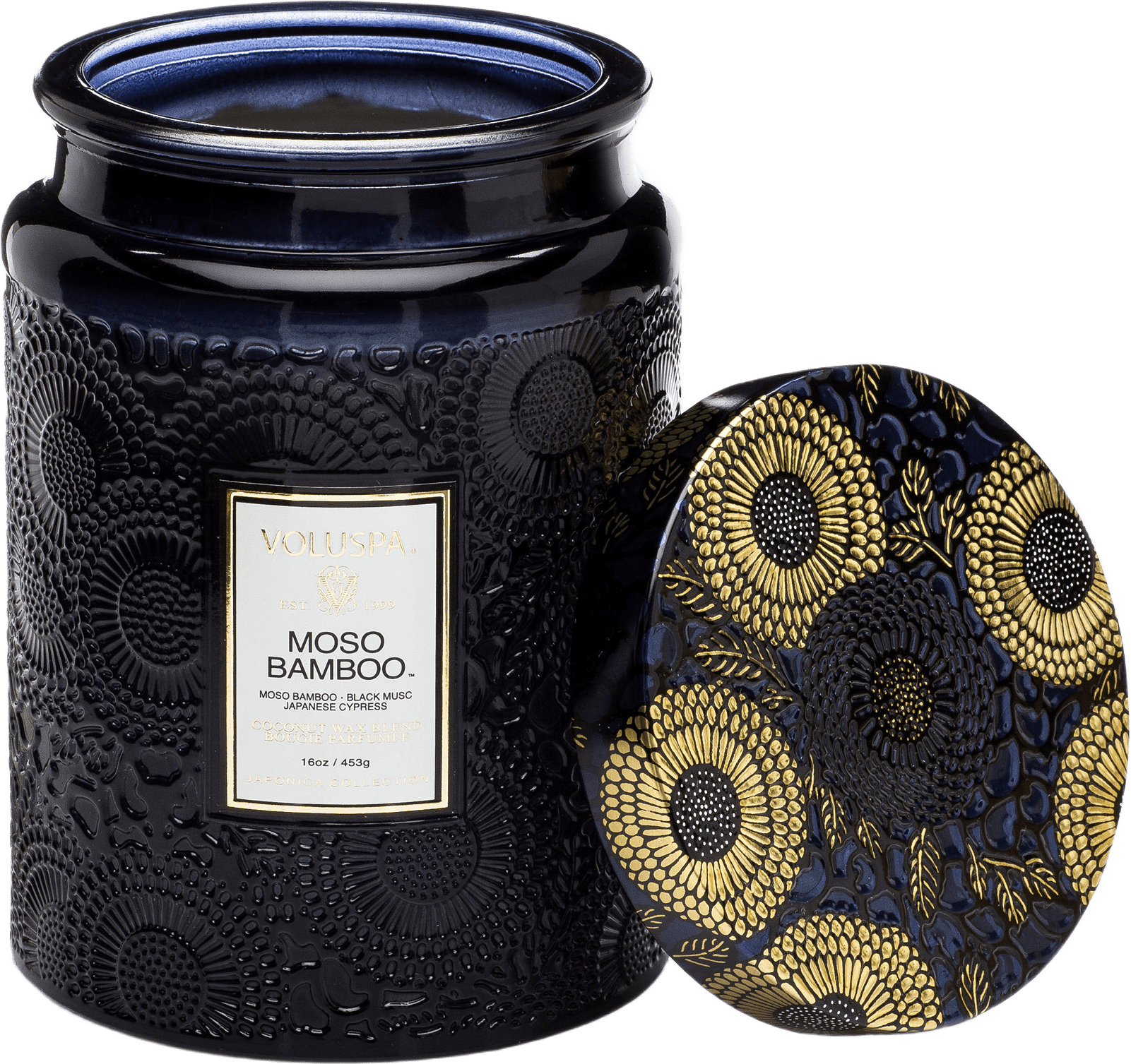 Embossed Large Glass Scented Candle Moso Bamboo, från Voluspa.