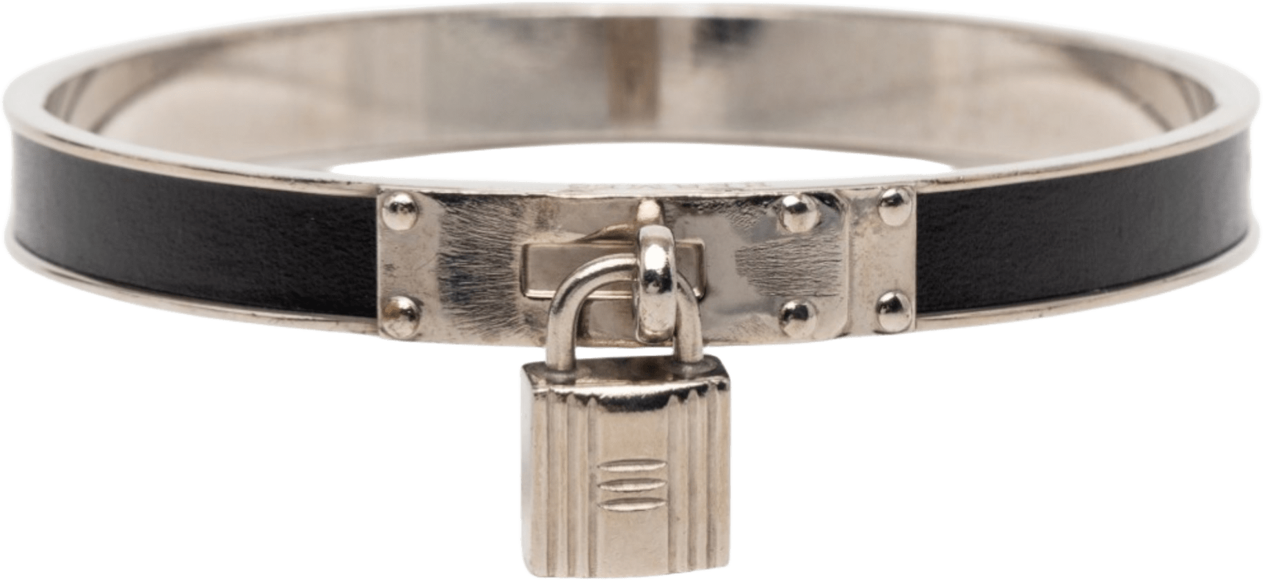 Hermès Palladium Plated Kelly H Lock Cadena Bracelet, från Luxclusif, i färgen black.