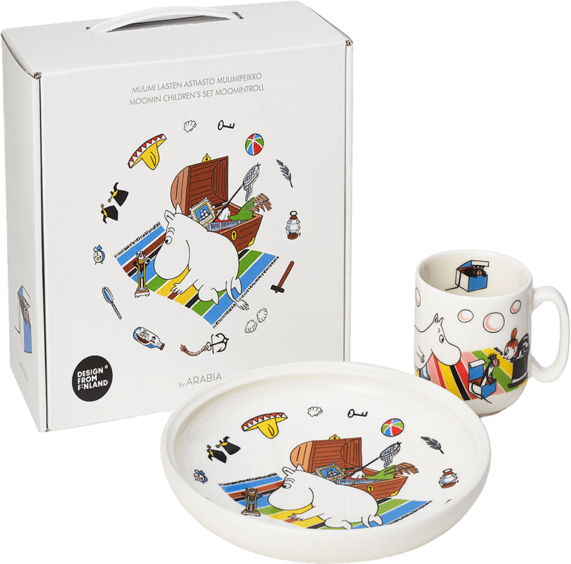 Muminset Tallrik & Mugg, från Arabia, i färgen Blå.