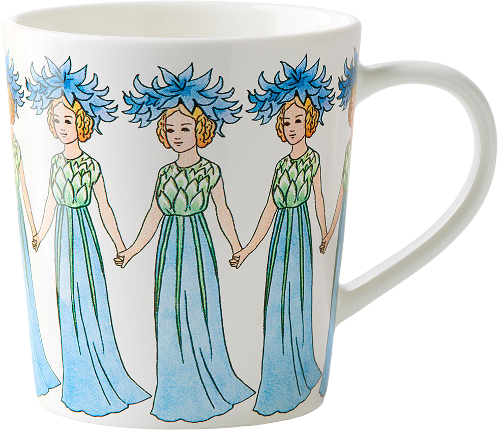 Elsa Beskow Mugg 40 cl with handle Cornflower, från Design House Stockholm.