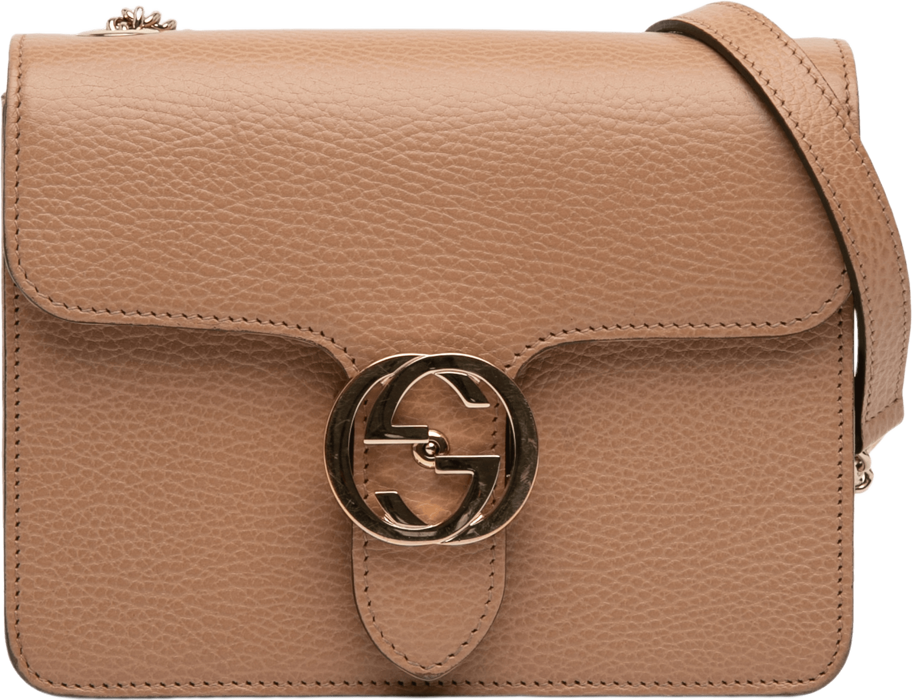 Gucci Small Dollar Calfskin Interlocking G Crossbody, från Luxclusif, i färgen beige.