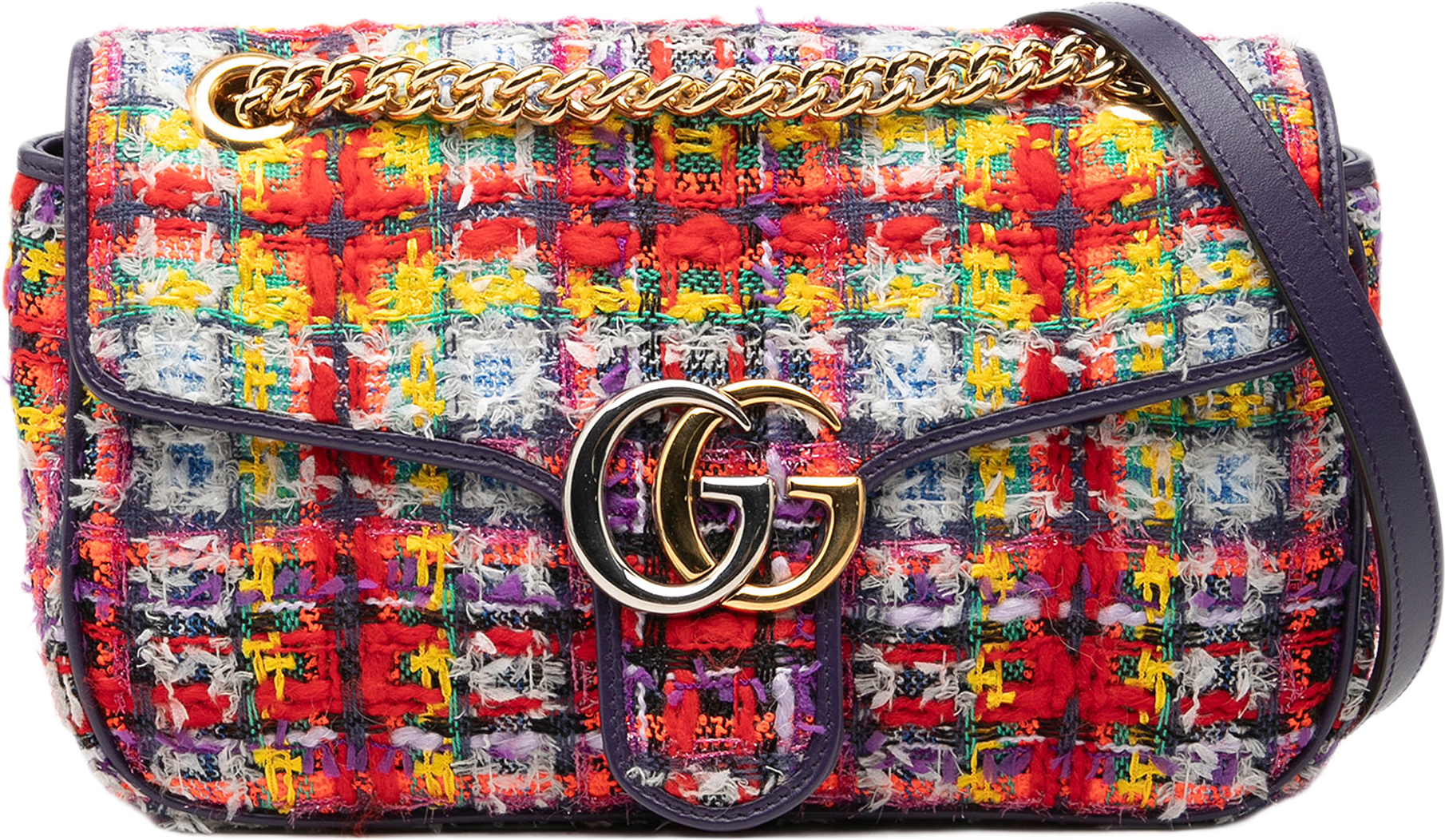 Gucci Medium Gg Marmont Tweed Shoulder Bag, från Luxclusif, i färgen röd.