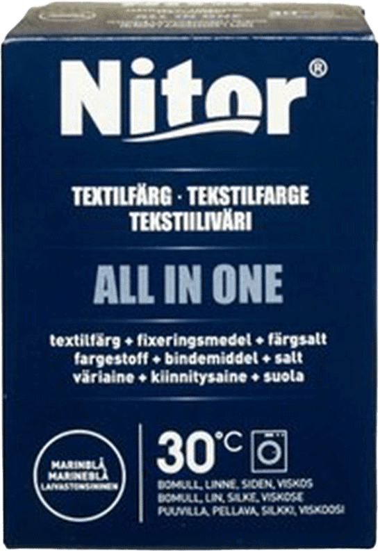 Textilfärg All In One Marinblå 350 g, från Nitor, i färgen Marinblå.