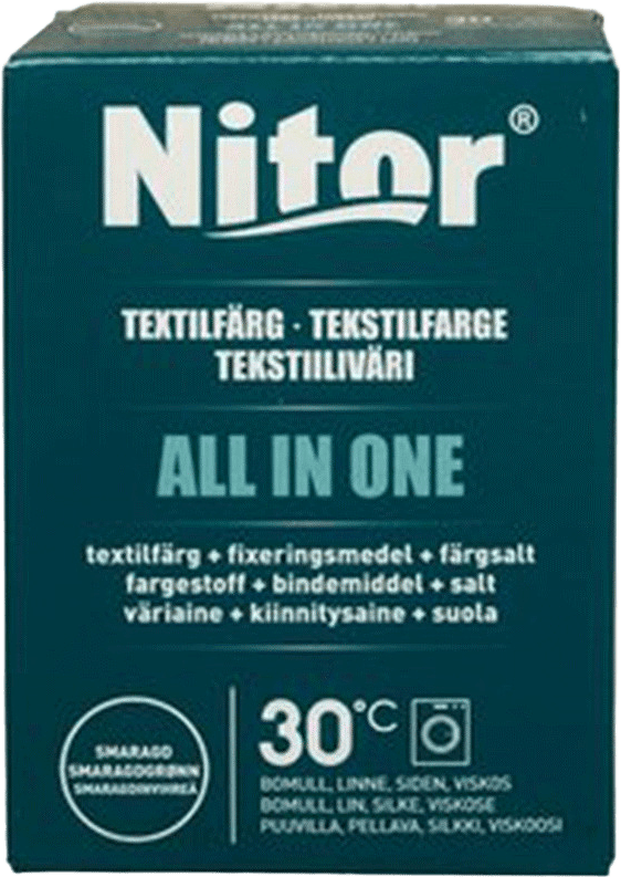 Textilfärg All in One Smaragdgrön 230 g, från Nitor, i färgen Smaragd.