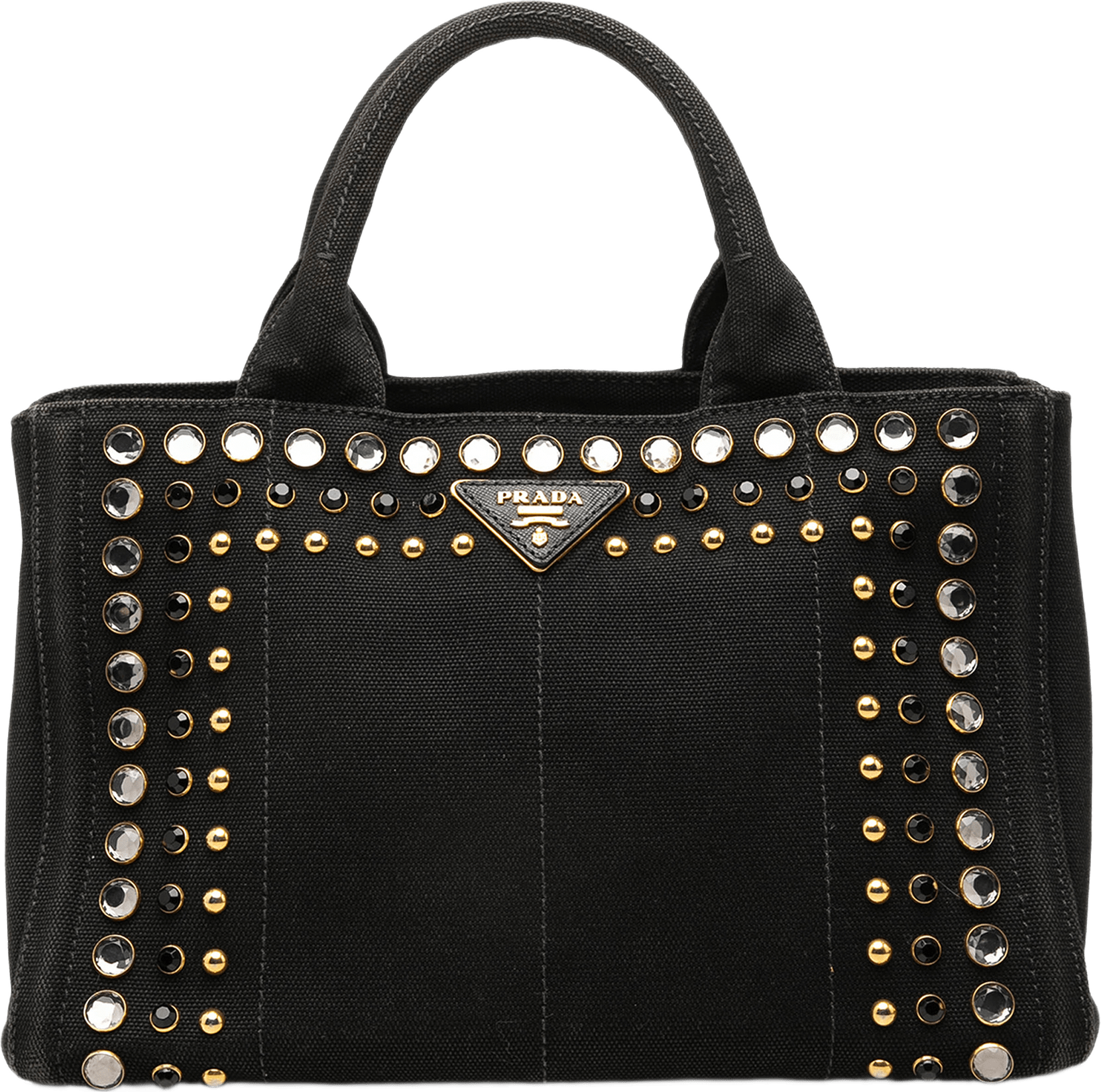 Prada Small Canvas Canapa Bijoux Satchel, från Luxclusif, i färgen svart.
