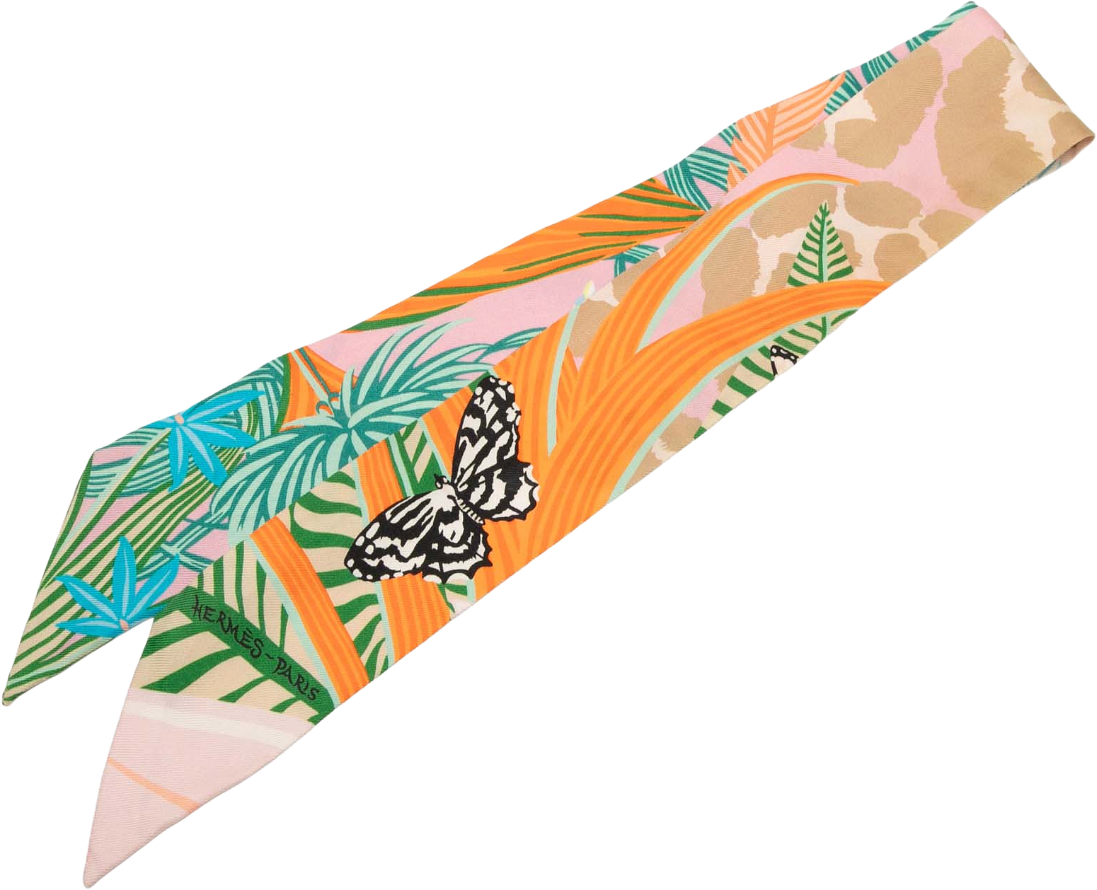 Hermès Jaguar Quetzal Silk Twilly Scarf, från Luxclusif, i färgen pink.