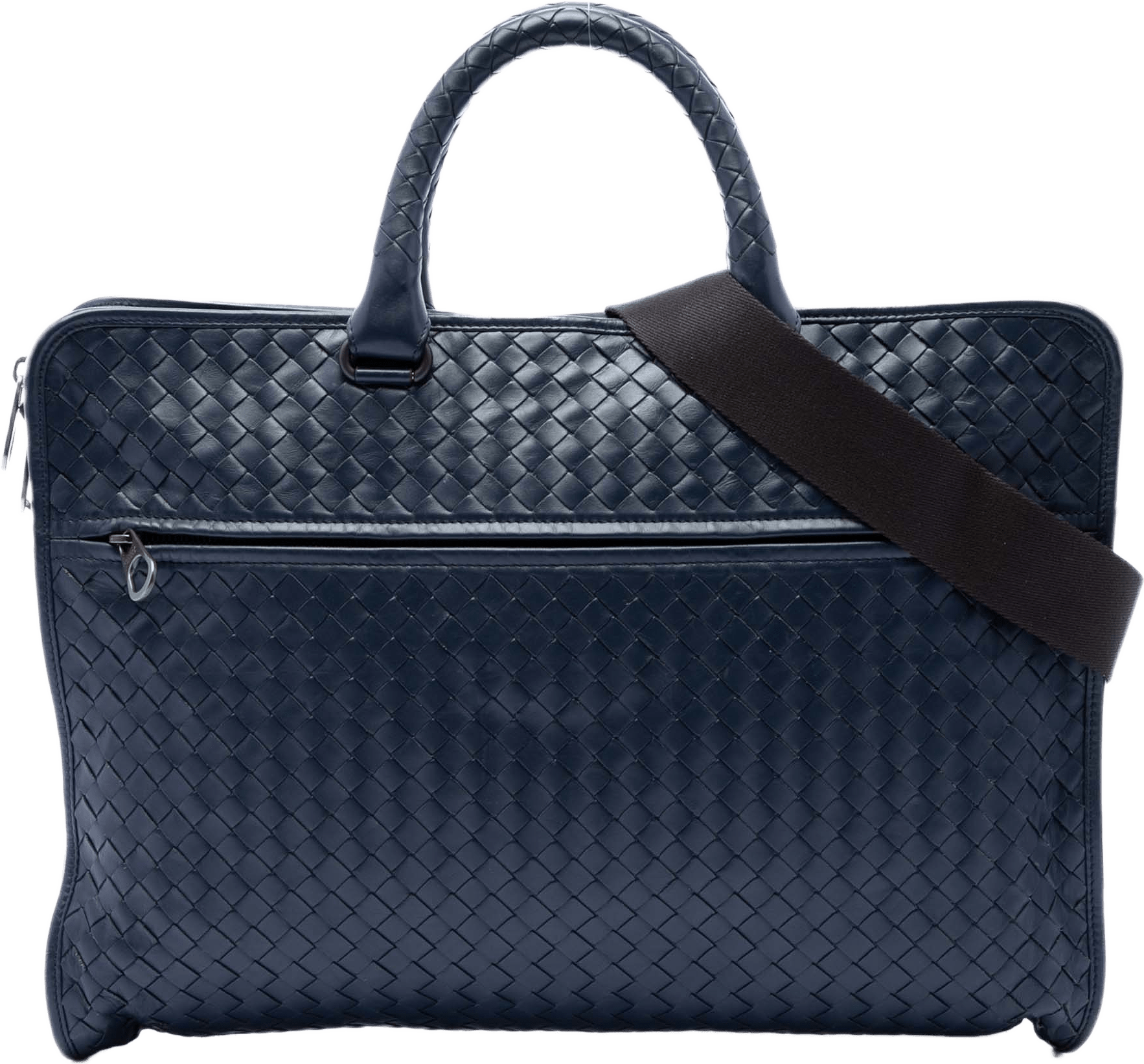 Bottega Veneta Nappa Intrecciato Business Bag, från Luxclusif, i färgen navy.