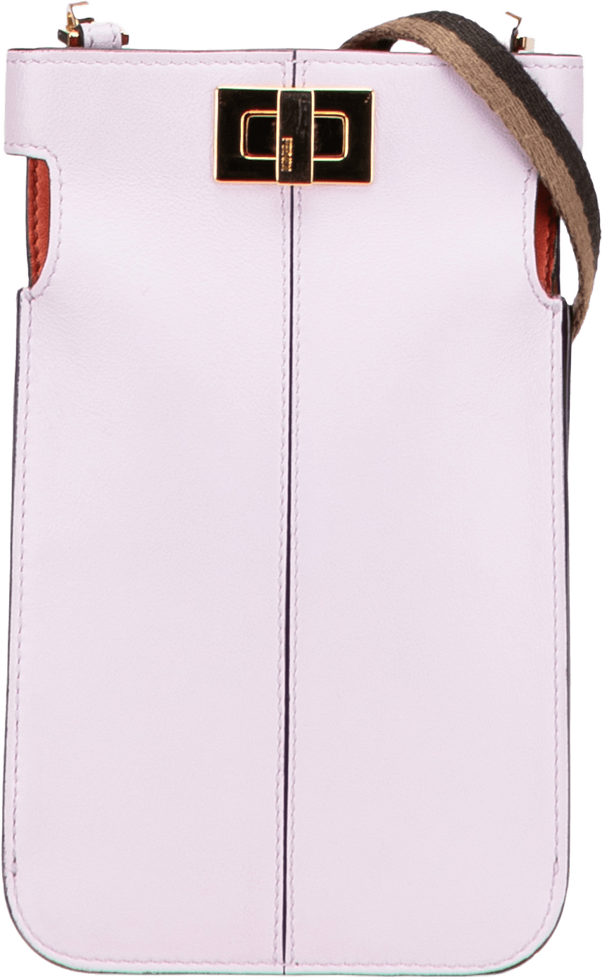 Fendi Leather Peek-a-phone Pouch Crossbody, från Luxclusif, i färgen light pink.