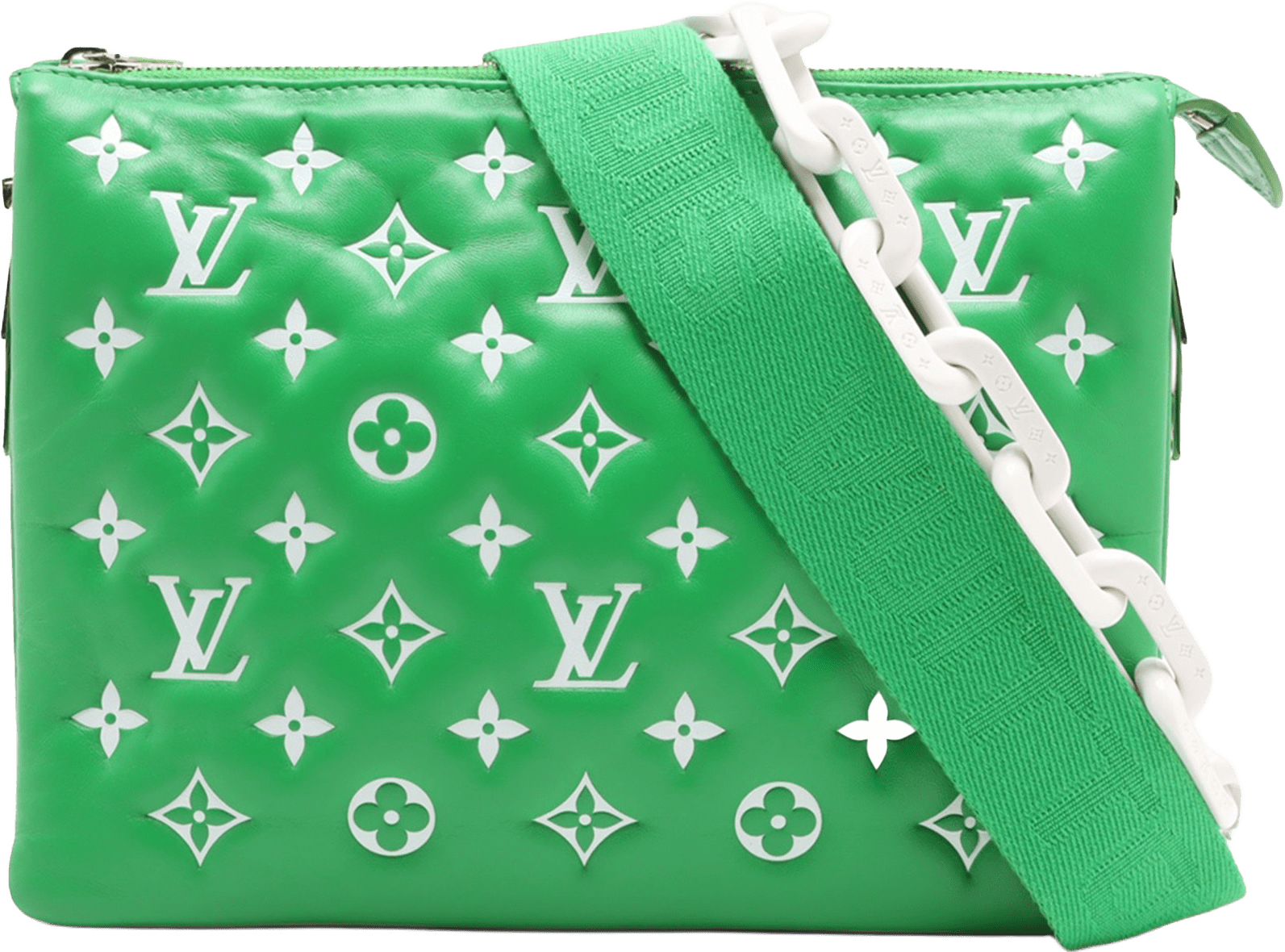 Louis Vuitton Monogram Embossed Puffy Lambskin Coussin Pm, från Luxclusif, i färgen green.