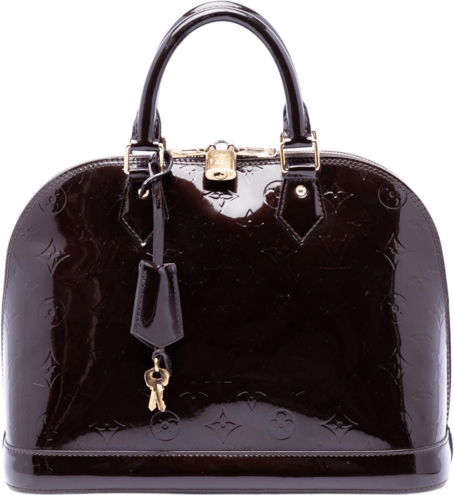 Louis Vuitton Monogram Vernis Alma Pm, från Luxclusif, i färgen purpur.