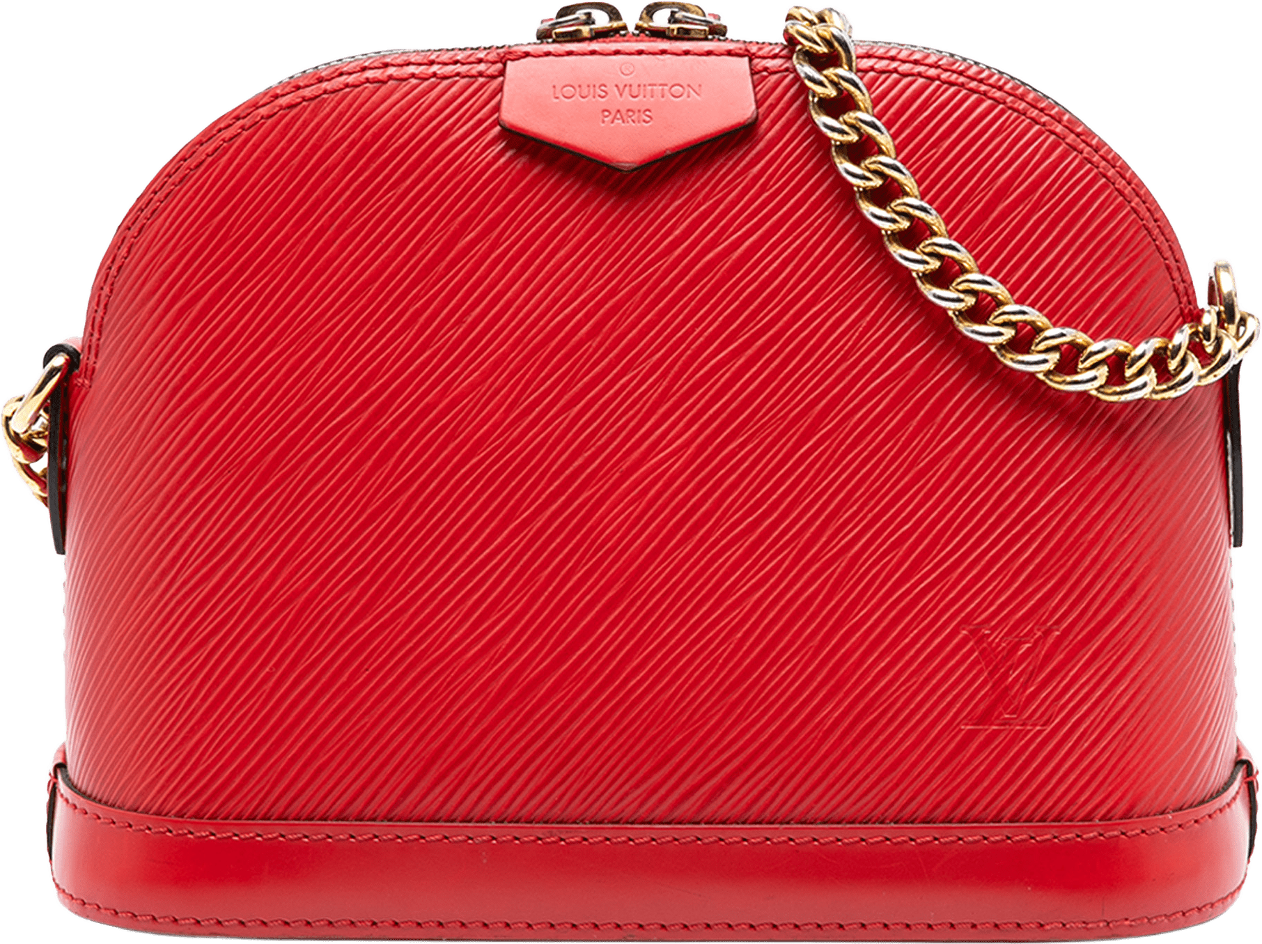 Louis Vuitton Epi Mini Alma, från Luxclusif, i färgen red.