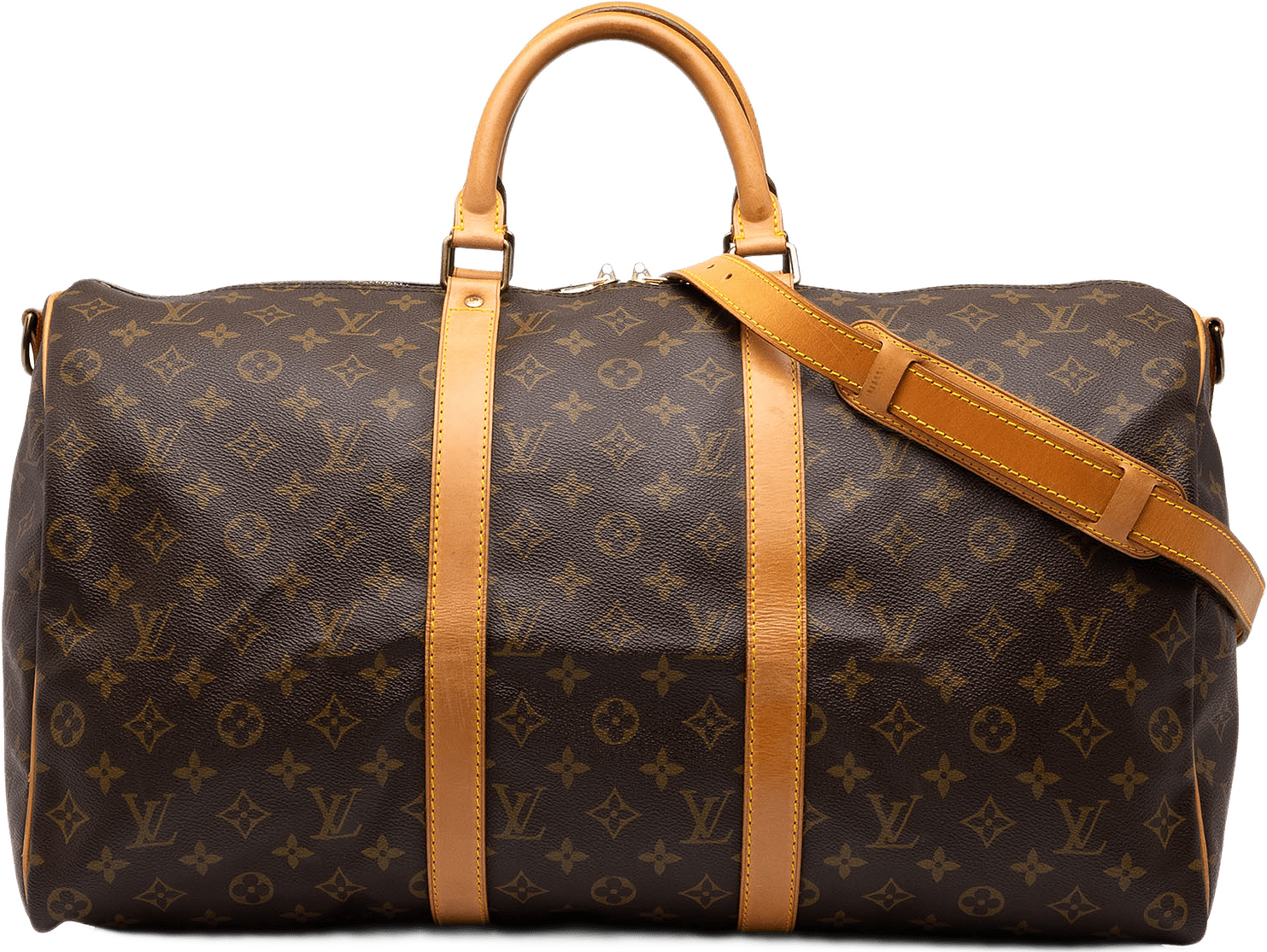 Louis Vuitton Monogram Keepall Bandouliere 50, från Luxclusif, i färgen brun.