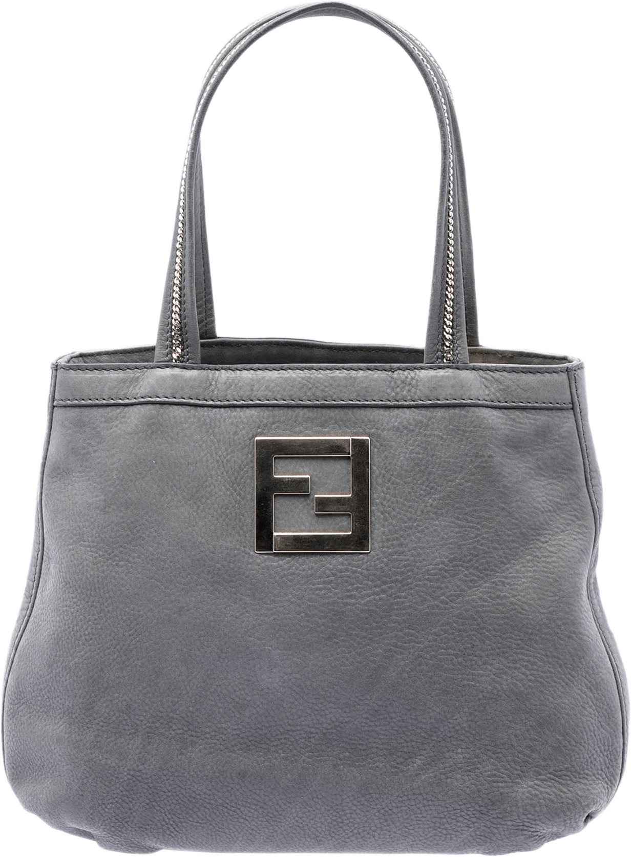 Fendi Nubuck Ff Chains Tote, från Luxclusif, i färgen gray.
