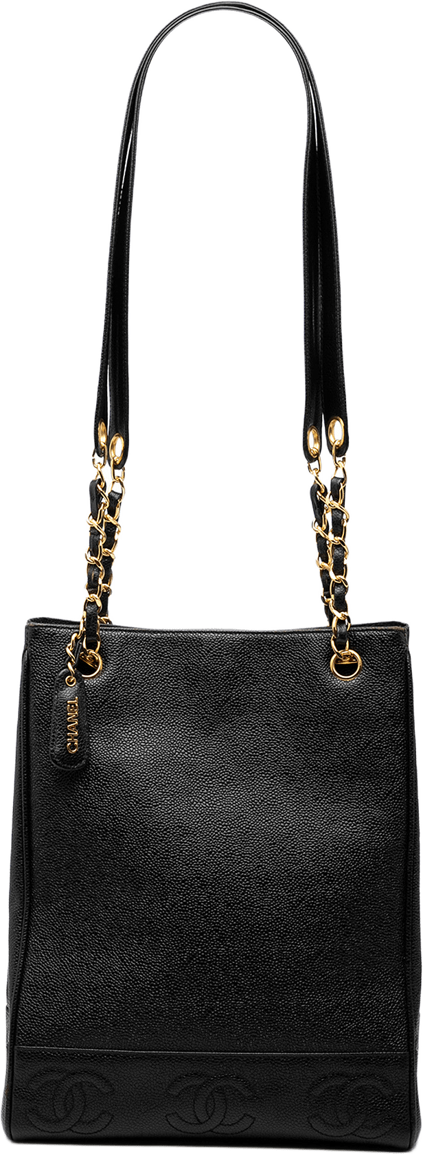 Chanel Triple Cc Caviar Tote, från Luxclusif, i färgen black.