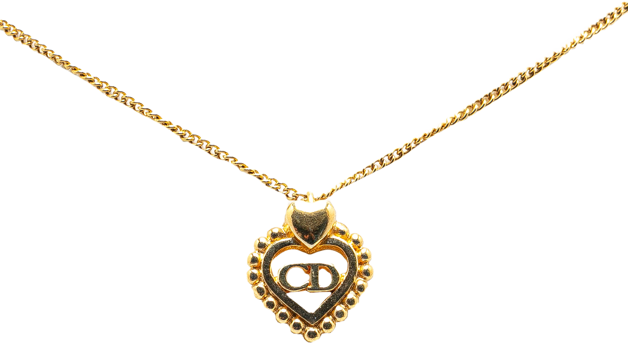 Dior Gold Plated Cd Logo Heart Pendant Necklace