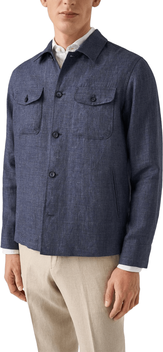 Overshirt I Linne, från Eton, i färgen navy blue.