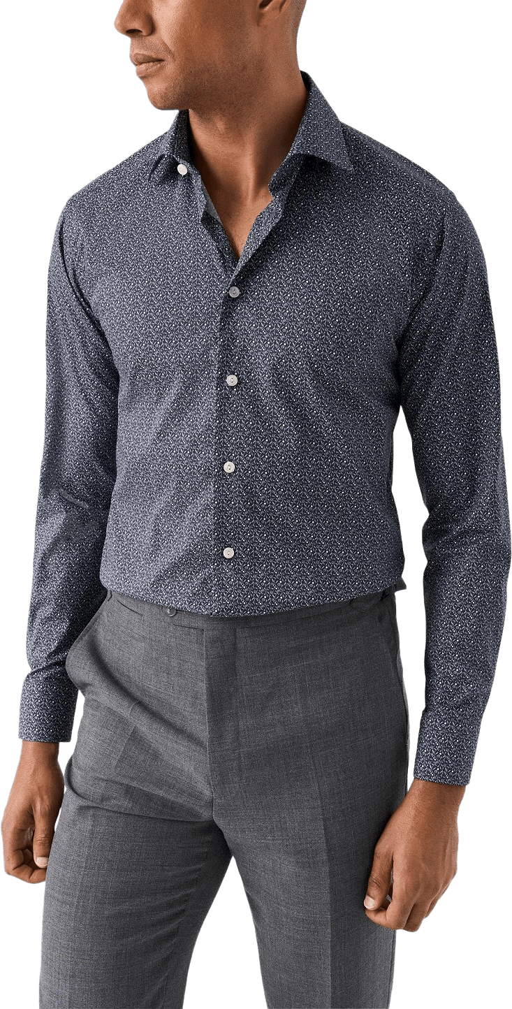 Blommig Skjorta I Signature Twill Contemporary Fit, från Eton, i färgen dark blue.