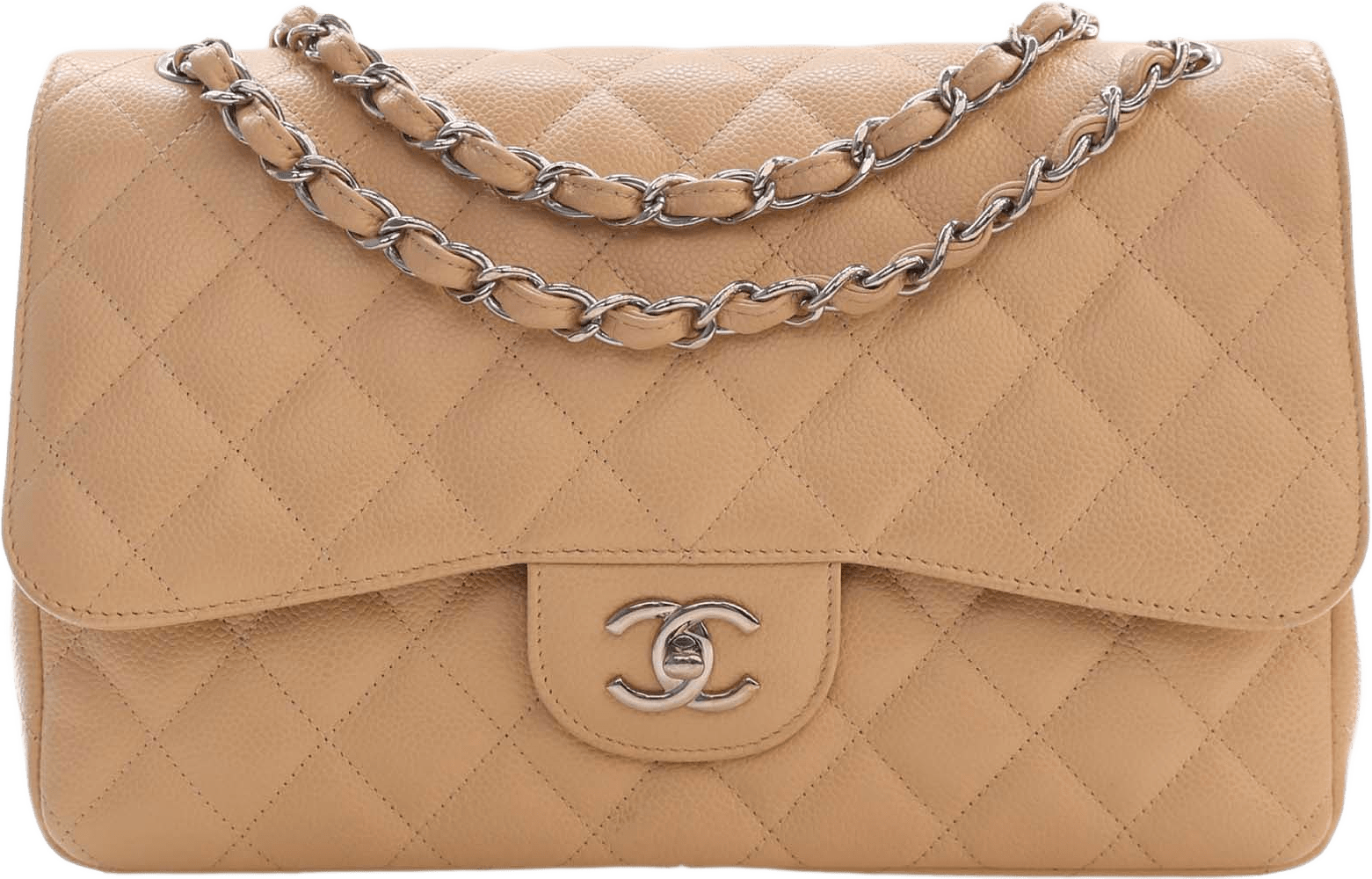 Chanel Jumbo Classic Caviar Double Flap, från Luxclusif, i färgen beige.