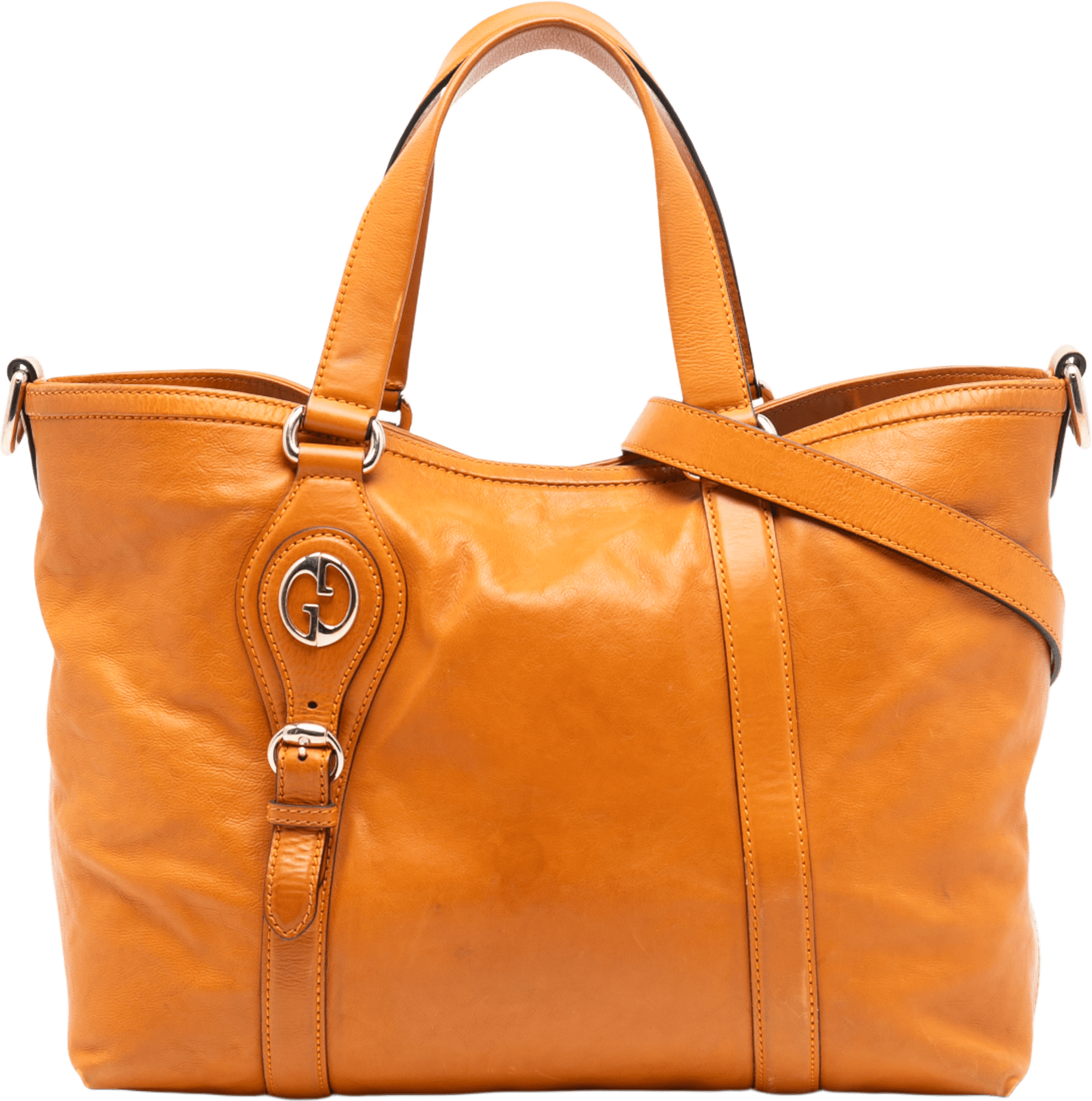 Gucci Leather 1973 Satchel, från Luxclusif, i färgen orange.