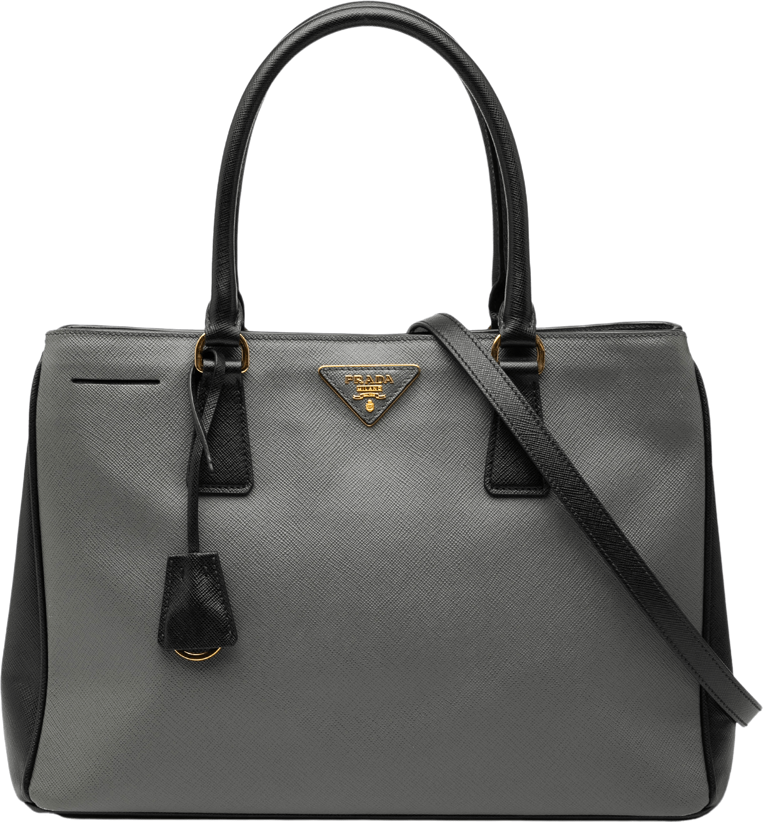 Prada Medium Bicolor Saffiano Lux Galleria Satchel, från Luxclusif, i färgen gray.