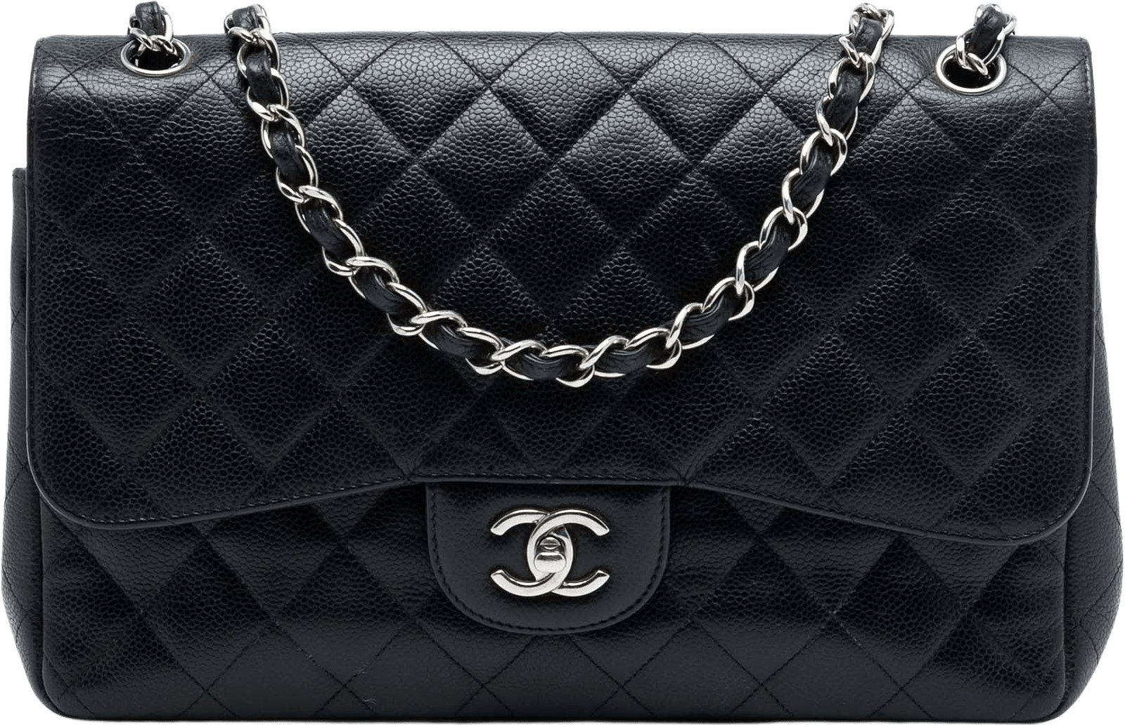 Chanel Jumbo Classic Caviar Double Flap, från Luxclusif, i färgen black.