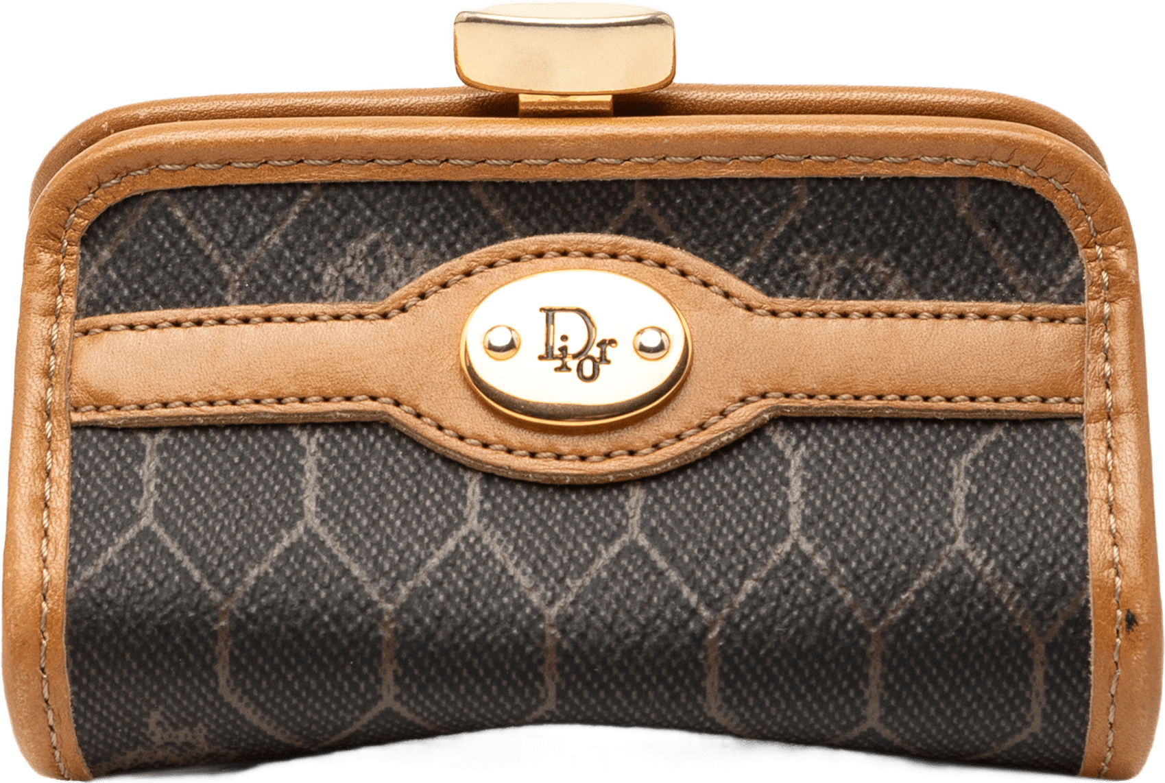 Dior Honeycomb Coated Canvas Coin Pouch, från Luxclusif, i färgen black.