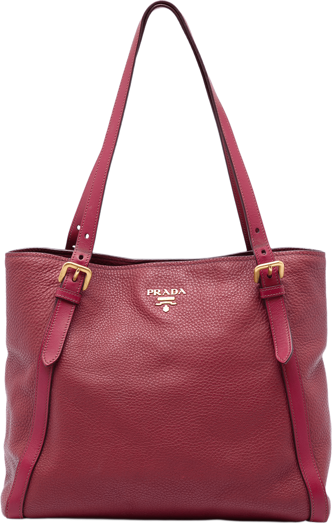 Prada Vitello Daino Shopping Tote, från Luxclusif, i färgen röd.