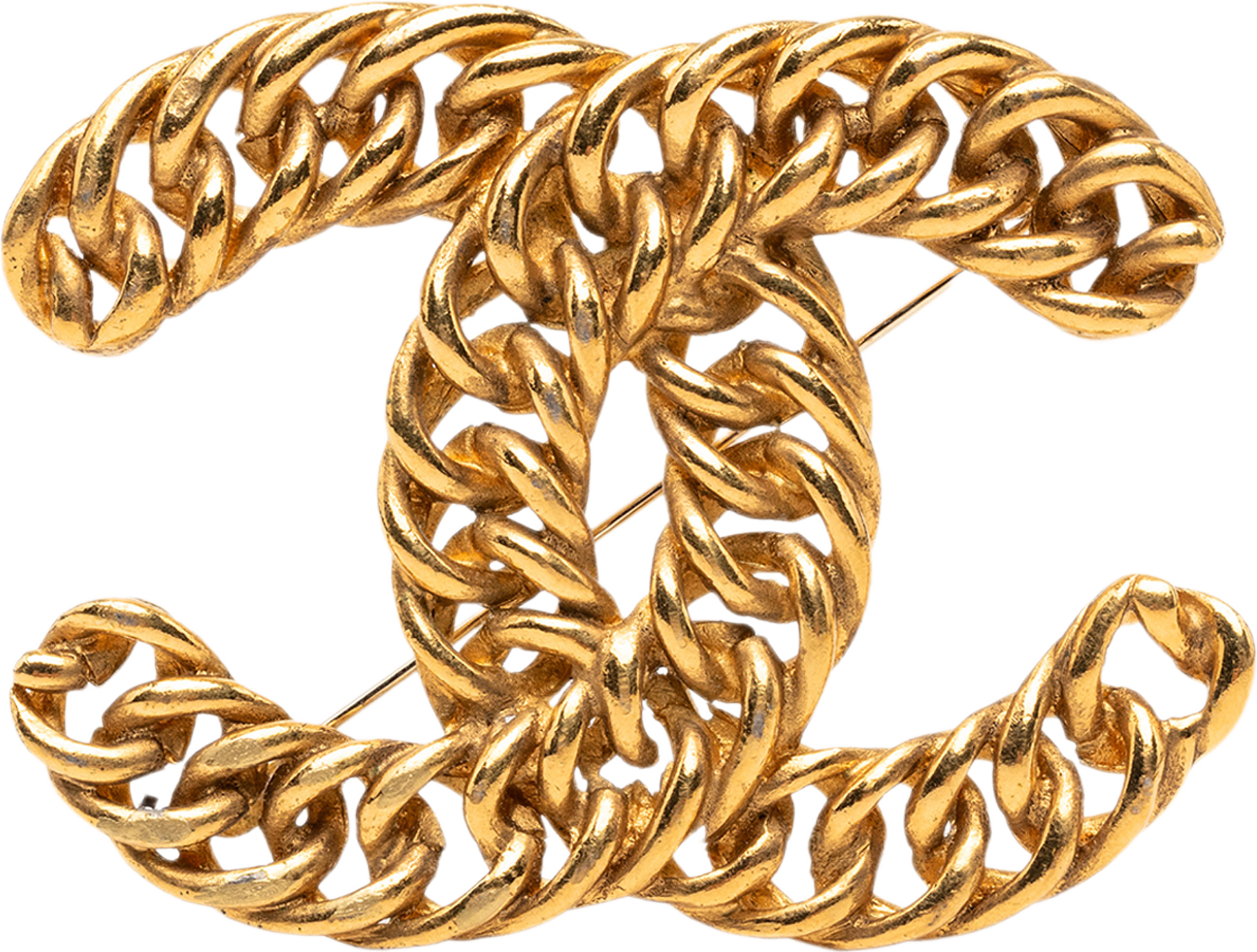 Chanel Cc Gold Plated Chain Pin Brooch, från Luxclusif, i färgen gold.